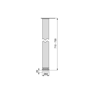 KIT 4 GAMBE TAVOLO NERO Ø60X710
