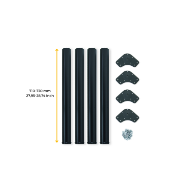 KIT 4 GAMBE TAVOLO NERO Ø60X710