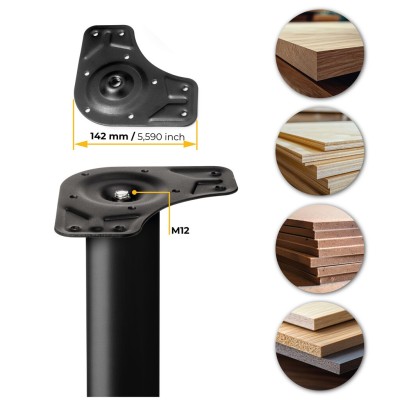 KIT 4 GAMBE TAVOLO NERO Ø60X710