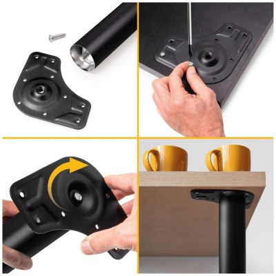 KIT 4 GAMBE TAVOLO NERO Ø60X710