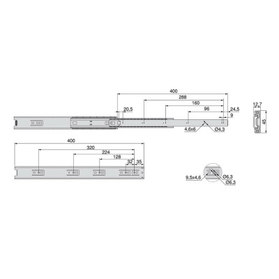 GUIDA E.T.SFERA 35KG ZINC. 400MM