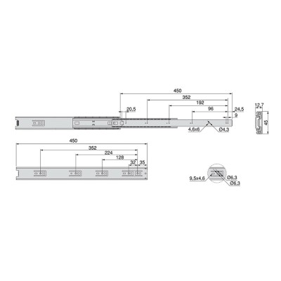GUIDA E.T. A SF.45 ZINC. EMUCA 450MM