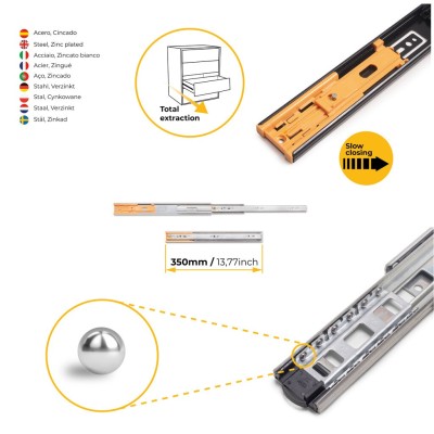 GUIDA A SF.E.T.30KG SOFT CLOSE 350MM
