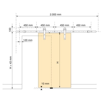 BARN PORTA SCOR. RUSTICO NERO 2MT