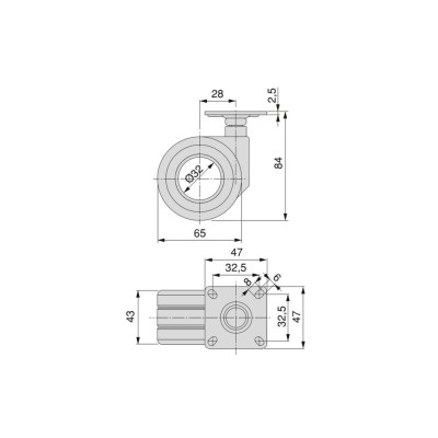 KIT 4 RUOTE HOLE S/FRENO D65 H 84
