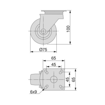 RUOTE (4PZ) SLIP Ø50 NERE