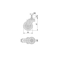 KIT 4 RUOTE SLIP Ø50 M8X15 2S/F + 2C/F