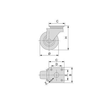 RUOTA SLIP Ø 50 C/PIASTRA C/FRENO