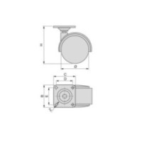 RUOTA PVC Ø50 C/PIASTRA 38X38 S/FRENO