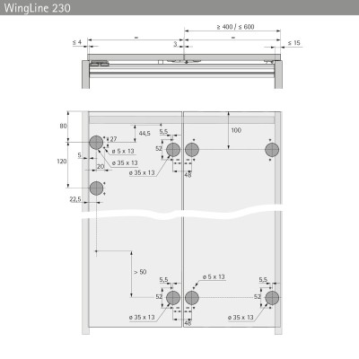 WING LINE 230 BINARIO BIANCO 2400MM