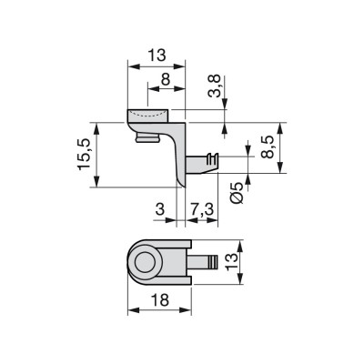 REGGIP.VETRO PERNO/VENTOSA D5X8MM
