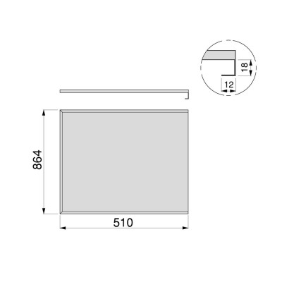 SOTTOLAVELLO ALLUMINIO MOD.90 SP18 864X510MM