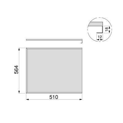 SOTTOLAVELLO ALLUMINIO MOD.60 SP18 564X510MM