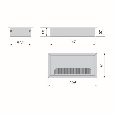 PASSACAVO QUADRUM ARGENTO 160X80MM