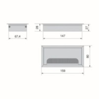PASSACAVO QUADRUM NERO OPACO 160X80MM