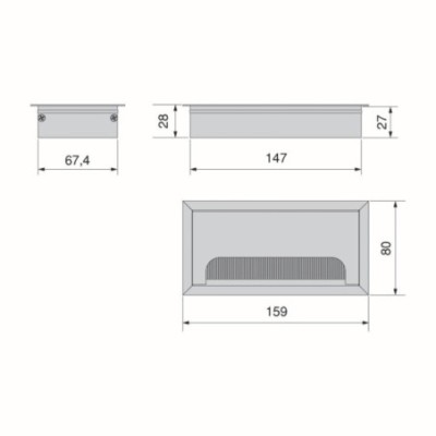 PASSACAVO QUADRUM NERO OPACO 160X80MM