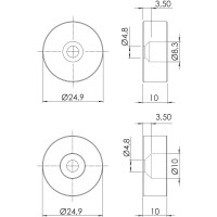 BOCCOLA PER PERNO SUP./INFER. Ø25X10MM