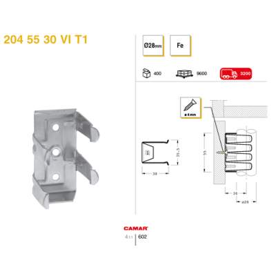 Gancio p/Zoccolo Legno Zinc. H55 Camar | Hammer Forniture