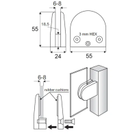 MORSETTO PER VETRO FIN.INOX SP6/8MM