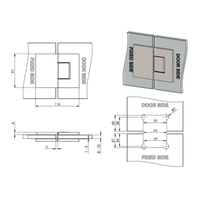CERNIERA PORTE VETRO/VETRO CRO MO