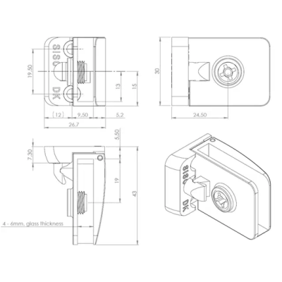 CP CERN.ANTA VETRO SQUARE NERA 30X43MM SP4/6