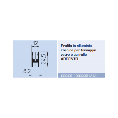 PROFILO PORTA VETRO COLIBRÌ 2 METRI